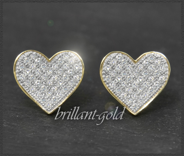 Herz Ohrstecker 0,50ct Diamanten, 10K Gold