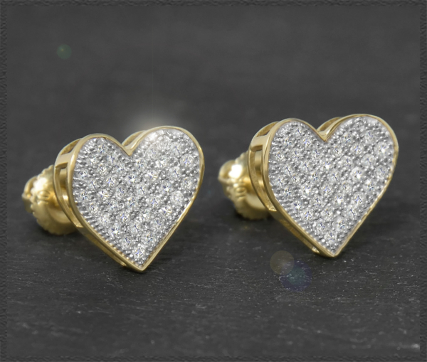 Preview: Herz Ohrstecker 0,50ct Diamanten, 10K Gold