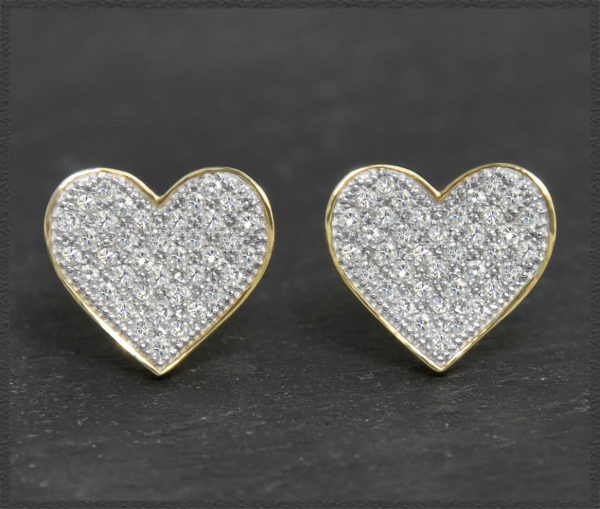 Preview: Herz Ohrstecker 0,50ct Diamanten, 10K Gold