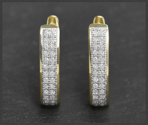 Preview: Diamant Creolen mit 0,30ct, 10K (10 Karat) Gelbgold, Weißgold Damen Ohrringe