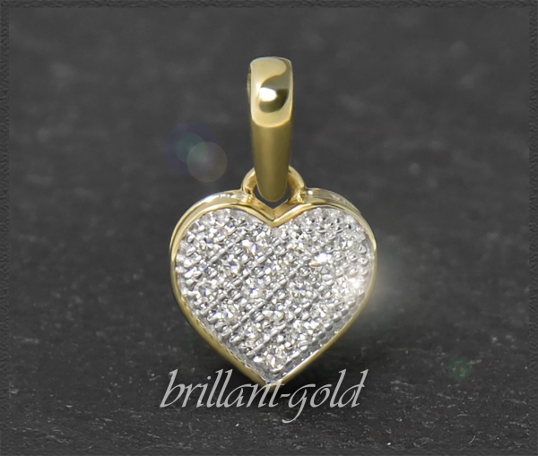 Herz Anhänger mit 0,10ct Diamanten, 10K Gold