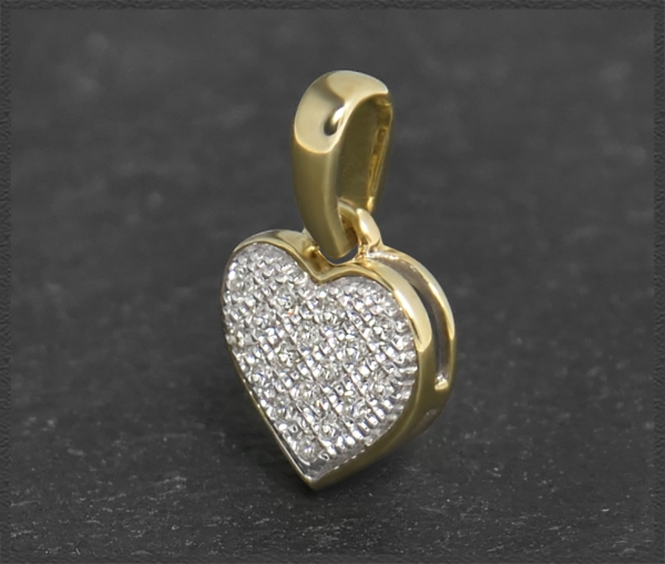 Herz Anhänger mit 0,10ct Diamanten, 10K Gold