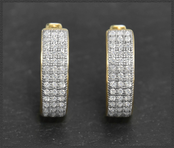 Preview: Diamant Ohringe 0,45ct, 10K Gold Creolen
