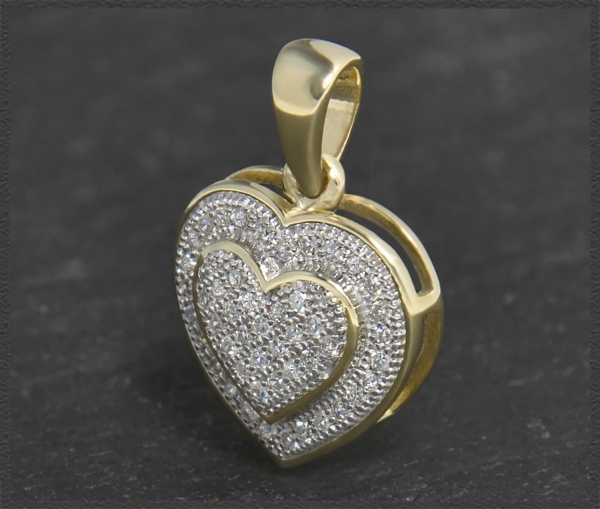 Herz Anhänger mit 0,25ct Diamanten, 10K Gold