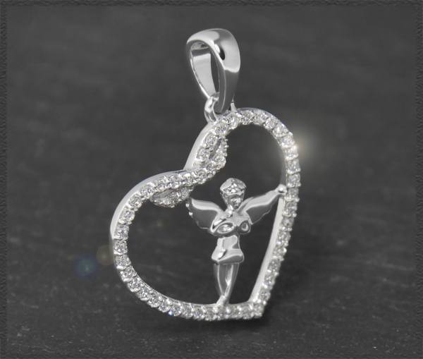 Herz Anhänger Engel mit 0,33ct Diamanten, 10K