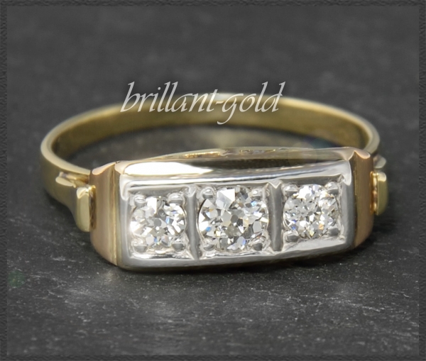 Antiker 0,55ct Diamant Ring, 585 Gelbgold & Weißgold