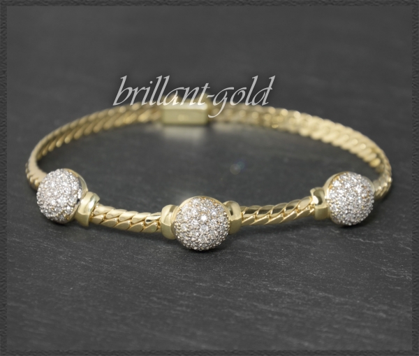 Diamant 585 Gold Armband, 1,65ct Brillanten