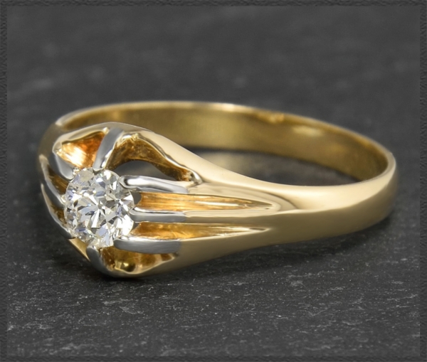 Antiker 0,40ct Diamant Ring, um 1920, Gold & Platin