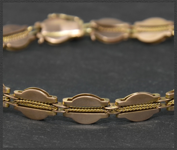 Antikes Gold Armband, Handarbeit um 1910, 333 Rotgold