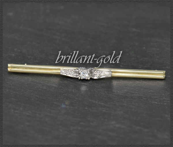 Diamant Brosche 0,28ct Brillanten, 585 Gold, Vintage