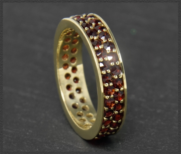 Preview: Granat 585 Gold Damen Ring mit 4,20ct, Memoryring