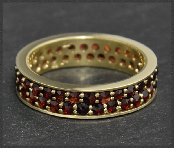 Preview: Granat 585 Gold Damen Ring mit 4,20ct, Memoryring