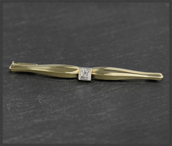 Diamant Brosche aus 585 Gold, Vintage