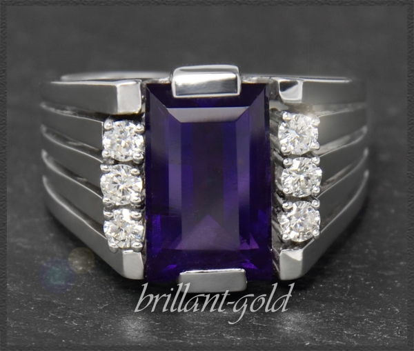 Diamant & Amethyst 4,30ct Cocktail Ring, 585 Gold