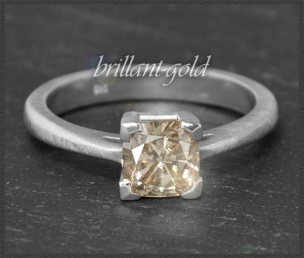 Diamant Ring, 1,08ct in champagner, 585 Weißgold