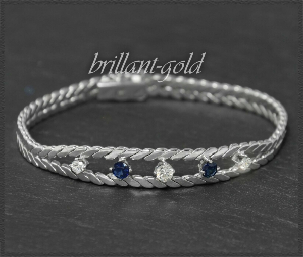 Diamant Brillant & Saphir 585 Gold Armband