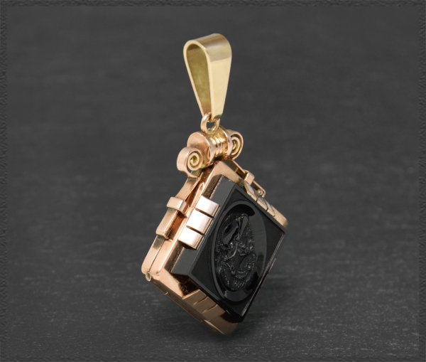 Antiker (um 1890) Gold & Onyx Anhänger & Medaillon