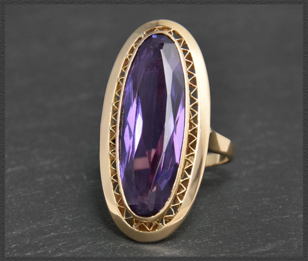 Amethyst Solitär mit 10ct, 750 Rotgold, Vintage