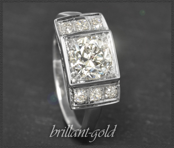 Antik Diamant Ring 2,05ct, Solitär mit 1,65ct , Gold & Platin