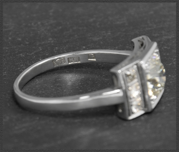 Antik Diamant Ring 2,05ct, Solitär mit 1,65ct , Gold & Platin