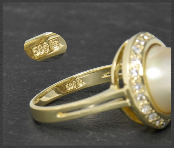 Diamant 0,35ct & 10mm Mabe Perlen Ring 585 Gold