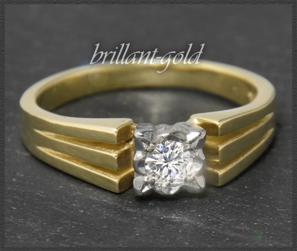 Vintage 0,25ct Diamant Solitär Ring, 585 Gold