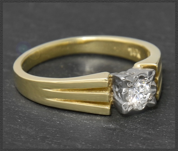 Vintage 0,25ct Diamant Solitär Ring, 585 Gold