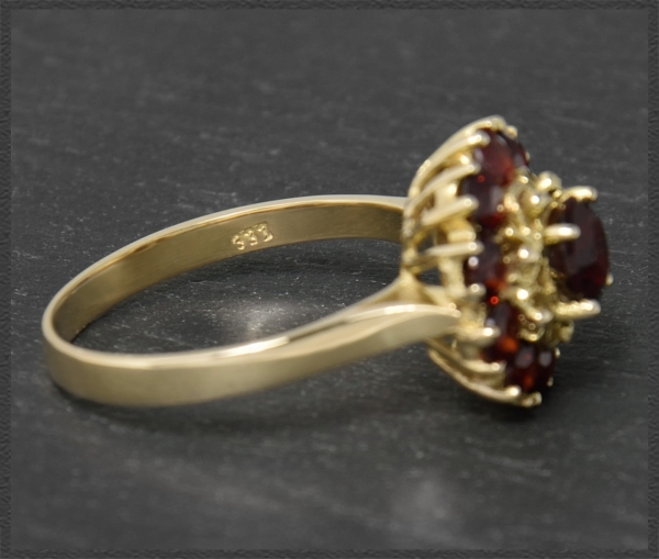 Antiker 1,70ct Granat 333 Gold Ring, Handarbeit