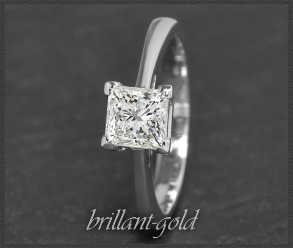 Diamant 585 Gold Ring, Princess 1,05ct Solitär