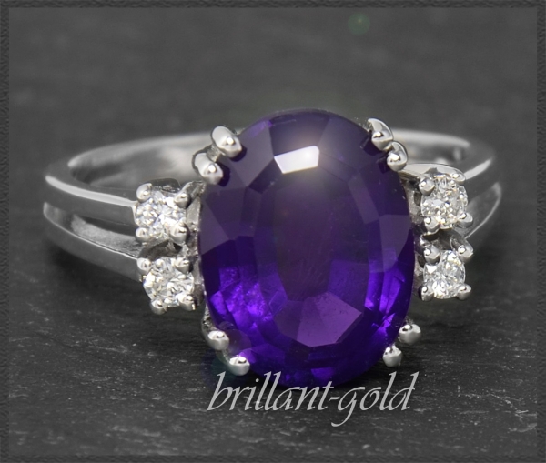 Diamant & Amethyst 4,70ct Ring aus 585 Weißgold