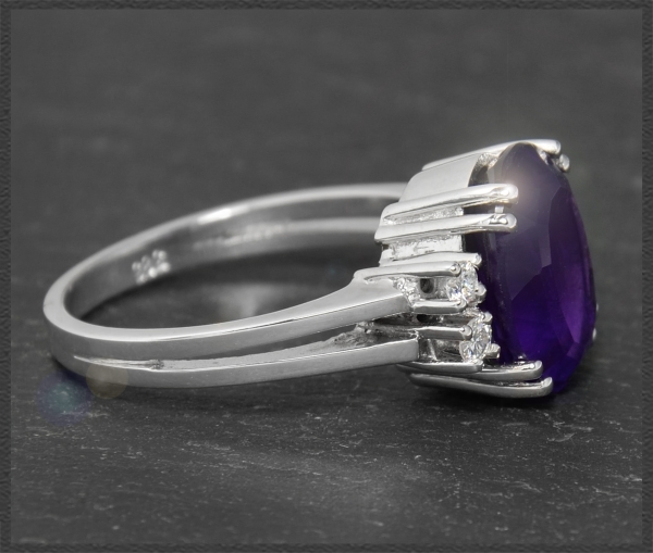 Diamant & Amethyst 4,70ct Ring aus 585 Weißgold