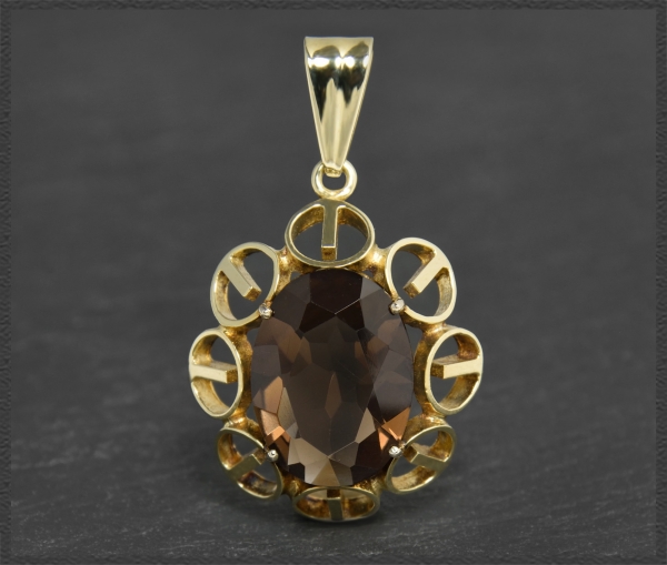 Vintage Anhänger 585 Gold; Rauchquarz 11ct, VVS