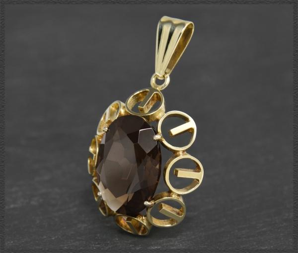 Vintage Anhänger 585 Gold; Rauchquarz 11ct, VVS