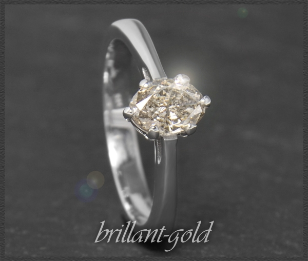 Diamant Solitär Ring, 0,65ct in champagner, 585 Gold