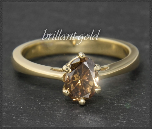 Diamant Ring mit 1,04ct in Cognac-Braun, 585 Gold