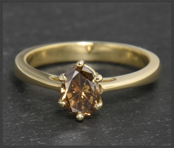 Diamant Ring mit 1,04ct in Cognac-Braun, 585 Gold