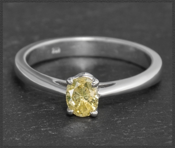 Diamant Ring 0,49ct Fancy Yellow gelb, 585 Weißgold