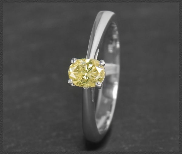 Diamant Ring 0,49ct Fancy Yellow gelb, 585 Weißgold