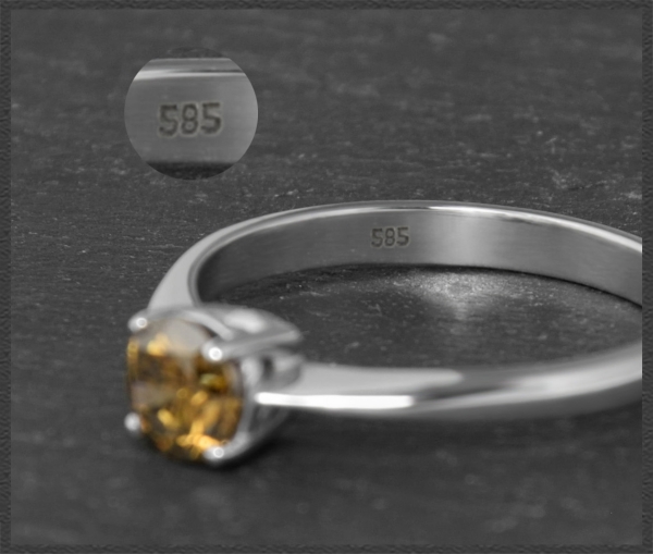 Diamant Ring, 0,69ct lupenrein & cognac, 585 Gold