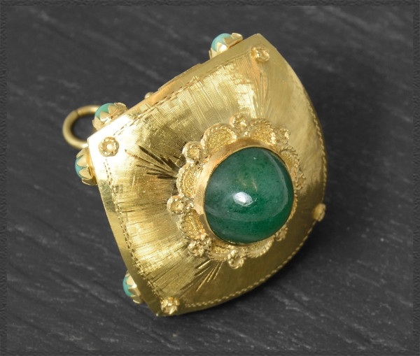 Anhänger 750 Gold, graviert & Jade, Made in ITALY