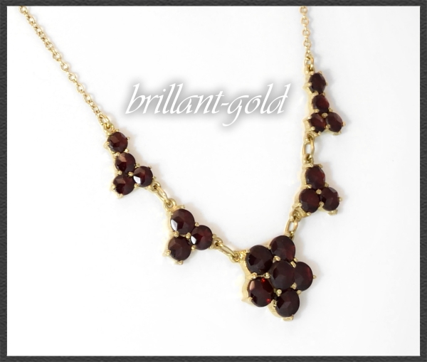 Collier Kette, 7,50ct rote Granate, 333 Gold, Antik