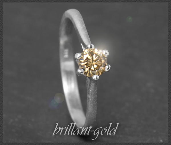 Diamant Ring, 0,31ct cognac Brillant, 585 Gold Solitär