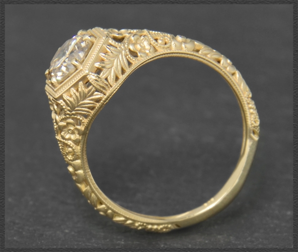 Brillant Ring 0,92ct, Jugendstil Design, 585 Gold