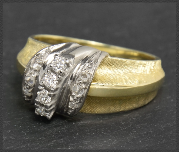 Vintage 0,25ct Diamant Ring, Gelbgold & Weißgold