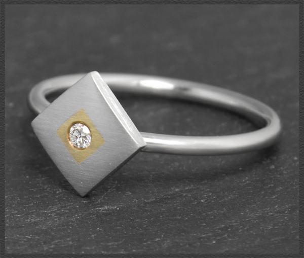 Diamant Ring, Designer Schmuck aus Platin & Gold