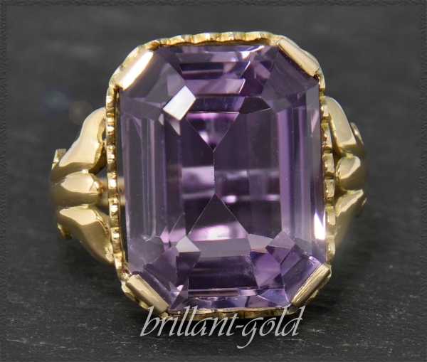 Amethyst 16ct Cocktail Ring, 585 Gold, Vintage