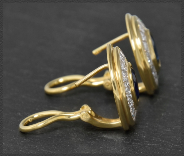 Preview: Saphir & Diamant Ohrringe mit 4,80ct, 750 Gelbgold