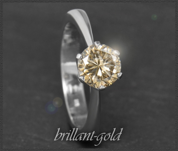 Diamant Ring, 1,27ct champagner Brillant, 585 Weißgold