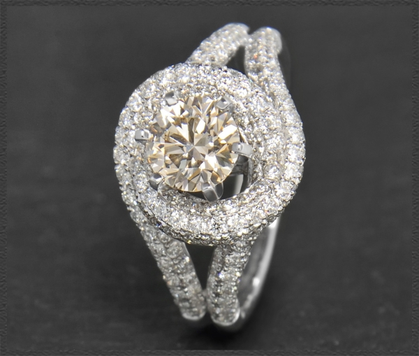 Diamant Ring, 2,85ct Brillanten, 1,05ct Solitär, 750 Gold