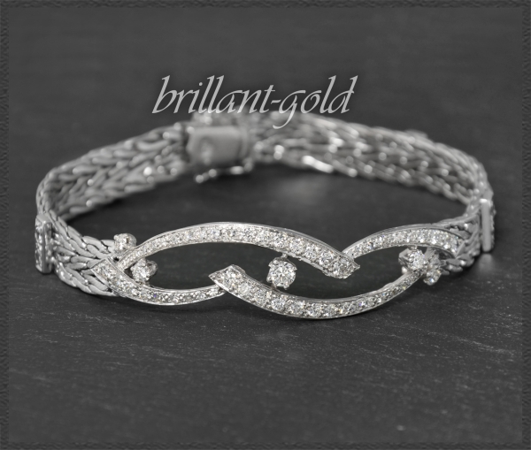 Diamant Armband 3,50ct Brillanten, 750 Gold, Vintage